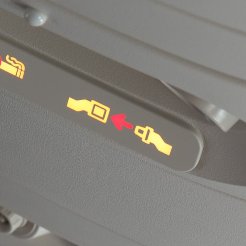 Seatbelt sign on plane